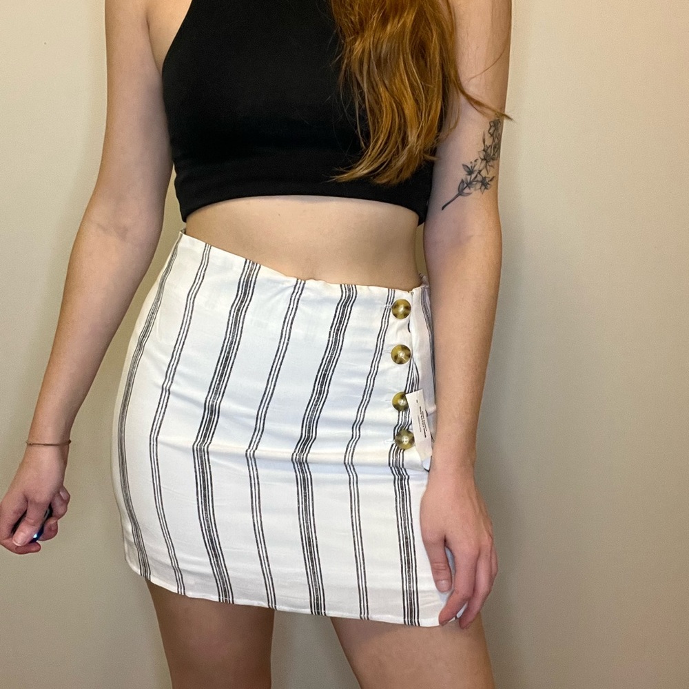 NWT soft white striped skirt!